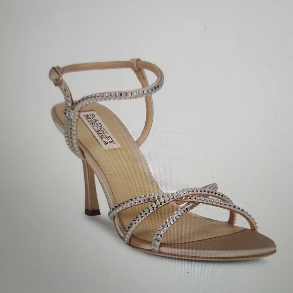 BADGLEY MISCHKA Julietta 85MM  Rhinestones Embellished Sandals 9